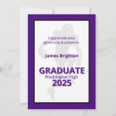 Paarse Football Thema Afstuderen Bedankkaart (Achterkant)
