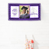 Paarse Football thema foto Afstuderen Spandoek (Insitu)