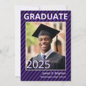 Paarse Football thema foto Afstuderen uitnodiging (Voorkant)