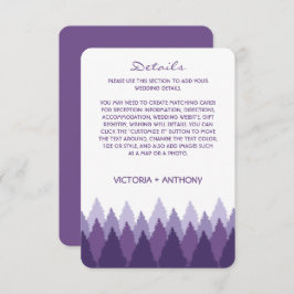 Paarse Forest Range Woodland bruiloft Informatiekaartje