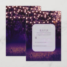 Paarse Forest Sunset String Lights Wedding RSVP