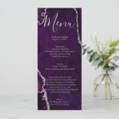 Paarse Formele Minimalistische Luxe Trouwmenu Menu (Staand voorkant)