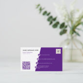 Paarse Formele QR-code Professionele Moderne Visitekaartje (Staand voorkant)
