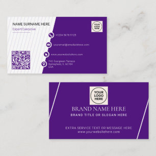Paarse Formele QR-code Professionele Moderne Visitekaartje