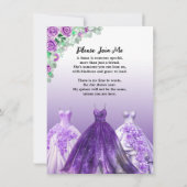 Paarse Formele Quinceañera Dama Voorstel Kaart (Achterkant)