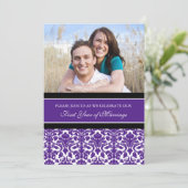 Paarse foto 1e verjaardagsfeest uitnodiging (Staand voorkant)