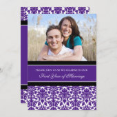 Paarse foto 1e verjaardagsfeest uitnodiging (Voorkant / Achterkant)