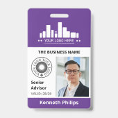 Paarse foto & 2 logo's Medewerker ID Badge (Voorzijde)
