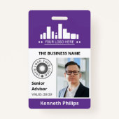 Paarse foto & 2 logo's Medewerker ID Badge (Voorkant)