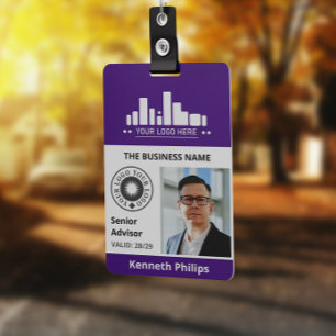 Paarse foto & 2 logo's Medewerker ID Badge