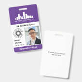 Paarse foto & 2 logo's Personeels-ID Badge (Voor- en achterkant)