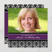 Paarse Foto 50th Birthday Party Kaart (Voorkant / Achterkant)