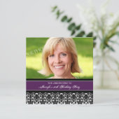 Paarse Foto 50th Birthday Party Kaart (Staand voorkant)