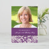 Paarse Foto 60th Birthday Party Kaart (Staand voorkant)