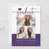 Paarse foto Afstuderen Aankondiging (Voorkant)