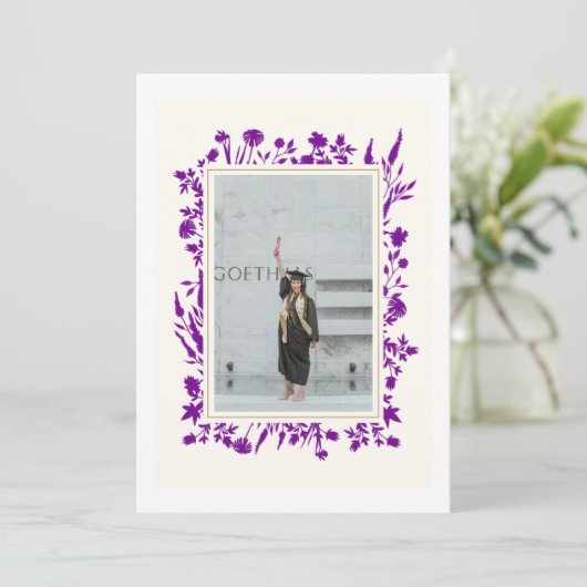 Paarse foto-Afstuderen Kaart (Staand voorkant)