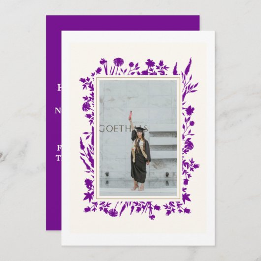 Paarse foto-Afstuderen Kaart (Voorkant / Achterkant)
