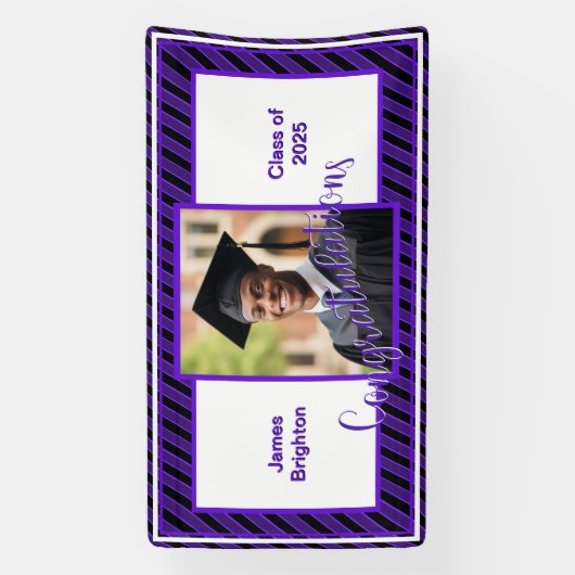 Paarse foto-Afstuderen Spandoek (Verticaal)