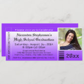 Paarse foto Afstuderen Ticket-uitvindingen Kaart (Voorkant / Achterkant)