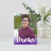 Paarse foto afstuderen vet typografie dank u briefkaart (Staand voorkant)