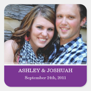 Paarse foto Bewaar de datum Stickers