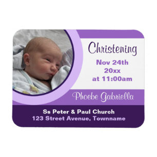 Paarse Foto Christening/Baptism Magnet Uitnodiging Magneet