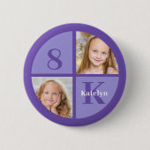 Paarse Foto Custom Kids Verjaardagsfeest Ronde Button 5,7 Cm (Voorkant)