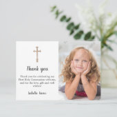 Paarse Foto Eerste Heilige Communie Hartelijk dank Bedankkaart (Staand voorkant)