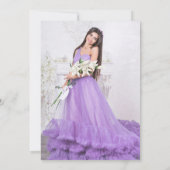 Paarse foto Floral Quinceañera Kaart (Achterkant)