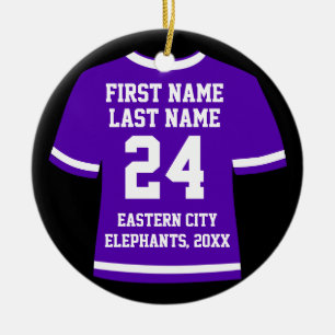 Paarse Foto Football Soccer Hockey Sports Jersey Keramisch Ornament