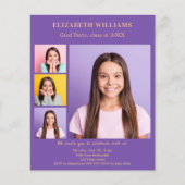 Paarse foto Graduation Party uitnodiging (Voorkant)