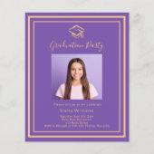 Paarse foto Graduation Party uitnodiging (Voorkant)