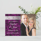 Paarse Foto Huwelijk Save The Date (Staand voorkant)