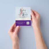 Paarse Foto Huwelijksuitnodiging QR Code Bewaar Da Flyer (Hand)