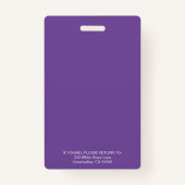 Paarse foto-ID-badge met streepjescode Badge (Achterkant)