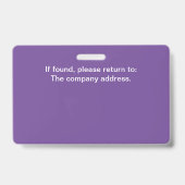 Paarse foto ID naam badge (Achterkant)