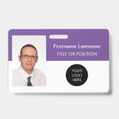 Paarse foto ID naam badge (Voorzijde)