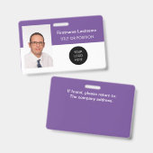 Paarse foto ID naam badge (Voor- en achterkant)