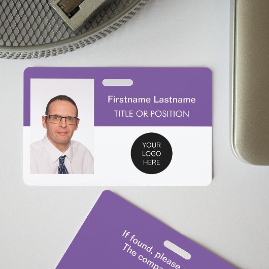 Paarse foto ID naam badge