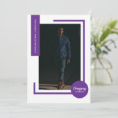 Paarse foto Modern Foto Afstuderen Uitnodigen (Staand voorkant)