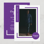 Paarse foto Modern Foto Afstuderen Uitnodigen (Voorkant / Achterkant)