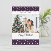 Paarse Foto Nieuw Adres Holiday Kaarten (Staand voorkant)