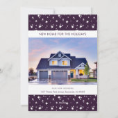 Paarse Foto Nieuw Adres Holiday Kaarten (Achterkant)