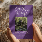 Paarse Foto Opslaan datum uitnodiging