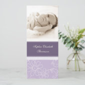 Paarse foto Sjabloon Nieuwe baby geboorteaankondig (Staand voorkant)