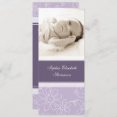 Paarse foto Sjabloon Nieuwe baby geboorteaankondig (Voorkant / Achterkant)