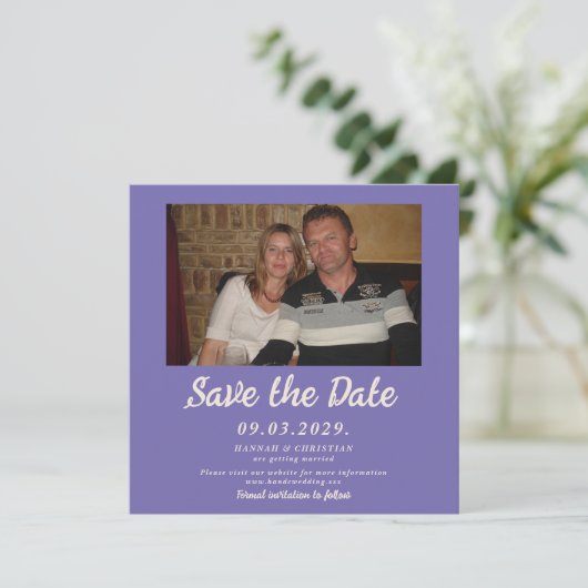 Paarse foto Sla het datumvierkant op Kaart (Staand voorkant)