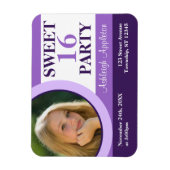 Paarse Foto Sweet 16 Party Invitation Flat Magnet Magneet (Verticaal)