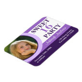 Paarse Foto Sweet 16 Party Invitation Flat Magnet Magneet (Linkerzijde)