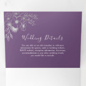 Paarse Foto Trouw Tri-Fold Uitnodiging (Binnenzijde eerst)